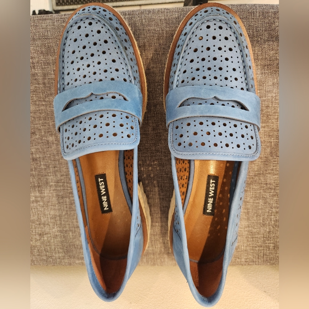 Nine West Blue Perforated Loafers - Picture 6 of 7